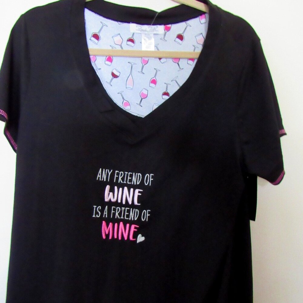 Sleepshirt Plus Size1X & 2X Women's Short Sleeves Black 100% COTTON MSRP $38.00